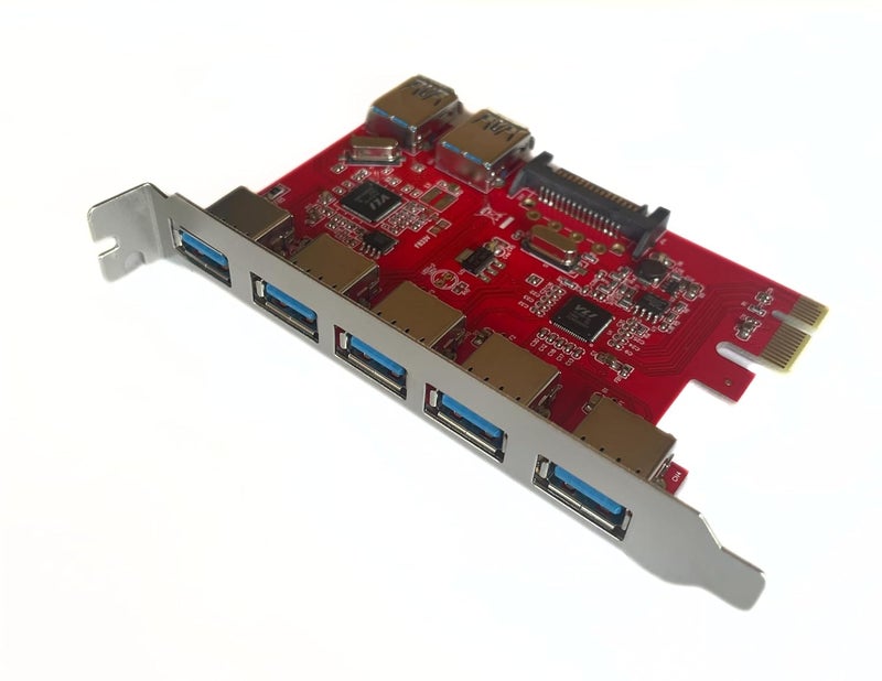 PCI Express Card 7 Port USB 3.0 with 15 Pin Sata Power Connector up to 5 Gbps Speed PCIe Card - Image 3