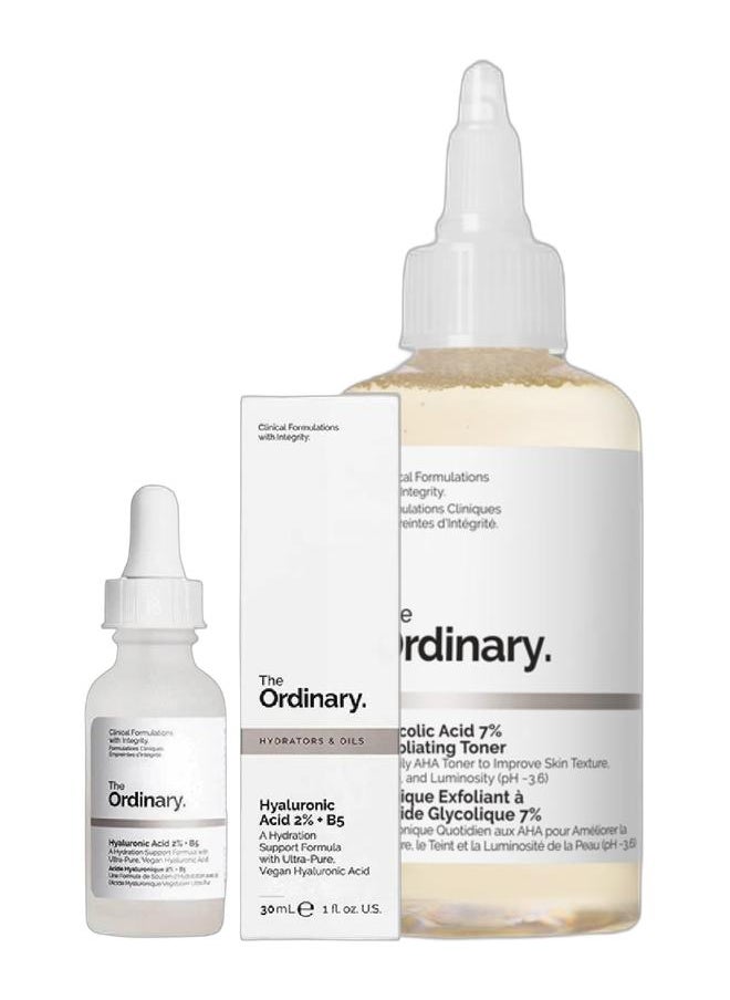 The Ordinary Glycolic Acid 7% Toning  Solution 240ml + Hyaluronic Acid 2% + B5 30ml  - Image 1