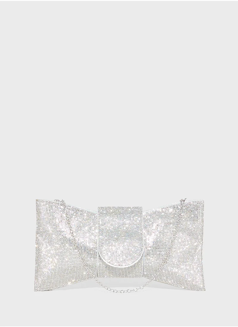 جينجر Diamante Bow Clutch Bag