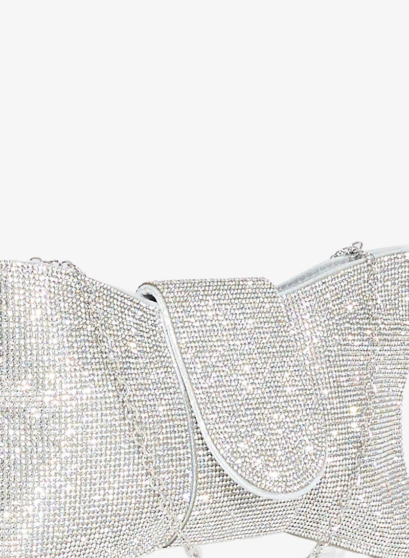 Ginger Diamante Bow Clutch Bag - Image 4