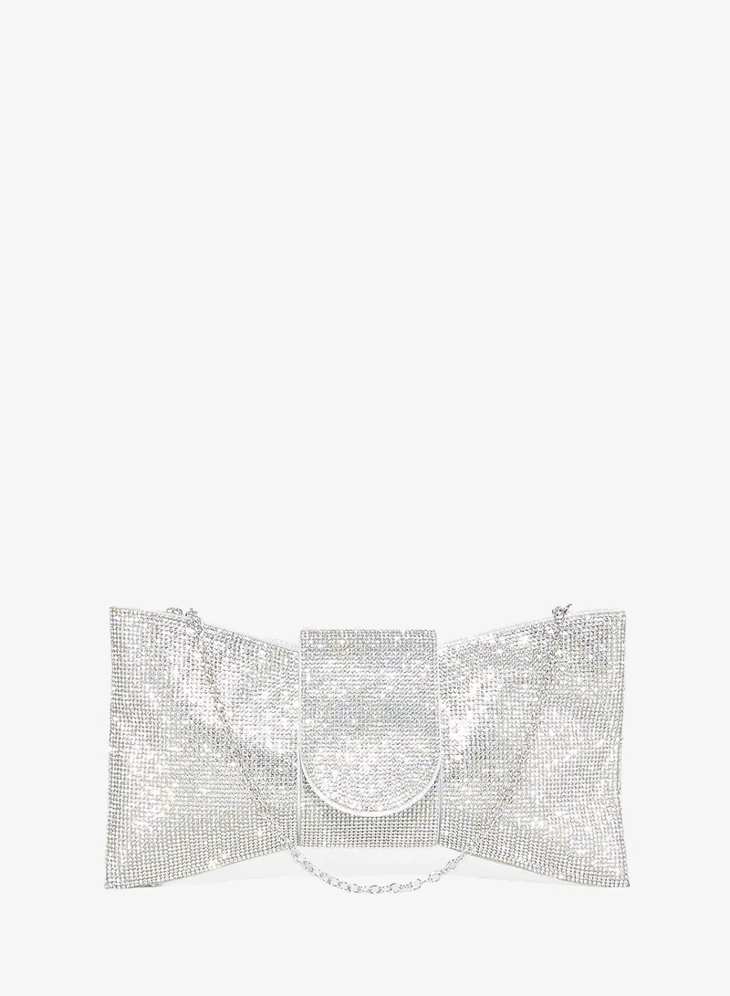 Ginger Diamante Bow Clutch Bag
