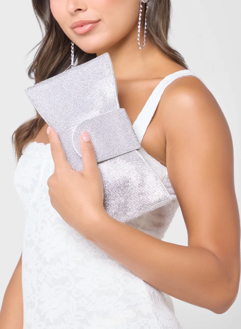 Diamante Bow Clutch Bag