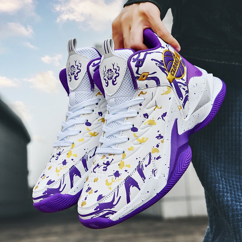 A Generation Of High-Top Basketball Shoes Men'S Shoes Cement Boots Mesh Leather Junior High School Sports Shoes Actual Combat Shoes - Image 2