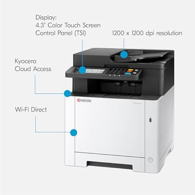 ECOSYS MA2600CWFX ALL-IN-ONE COLOR LASER PRINTER (PRINT/COPY/SCAN/FAX), 27 PPM, 1200 DPI, WI-FI DIRECT, 1GB MEMORY, 4.3 INCH COLOR TOUCH SCREEN CONTROL PANEL - Image 2