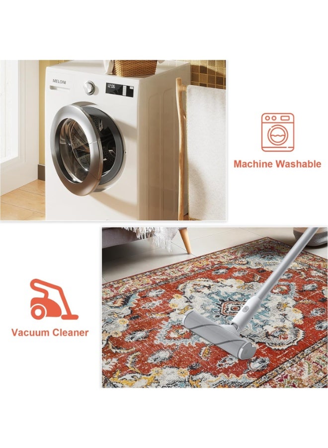 80*160cm Vintage Persian Style Non-Slip Soft and Washable Rug for Living Room and Bedroom - Easy to Clean and Stain-Resistant - Image 3