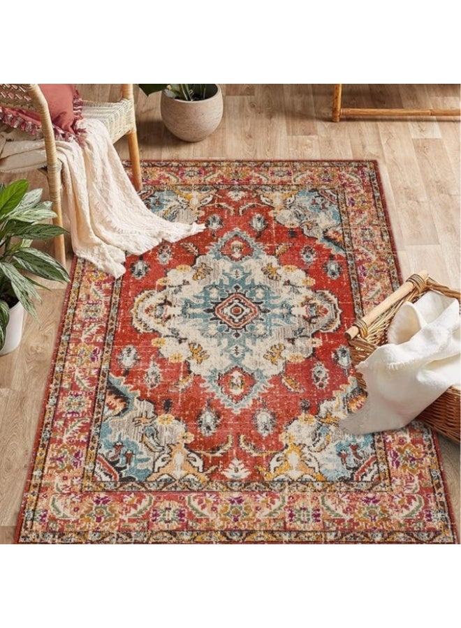 80*160cm Vintage Persian Style Non-Slip Soft and Washable Rug for Living Room and Bedroom - Easy to Clean and Stain-Resistant - Image 2