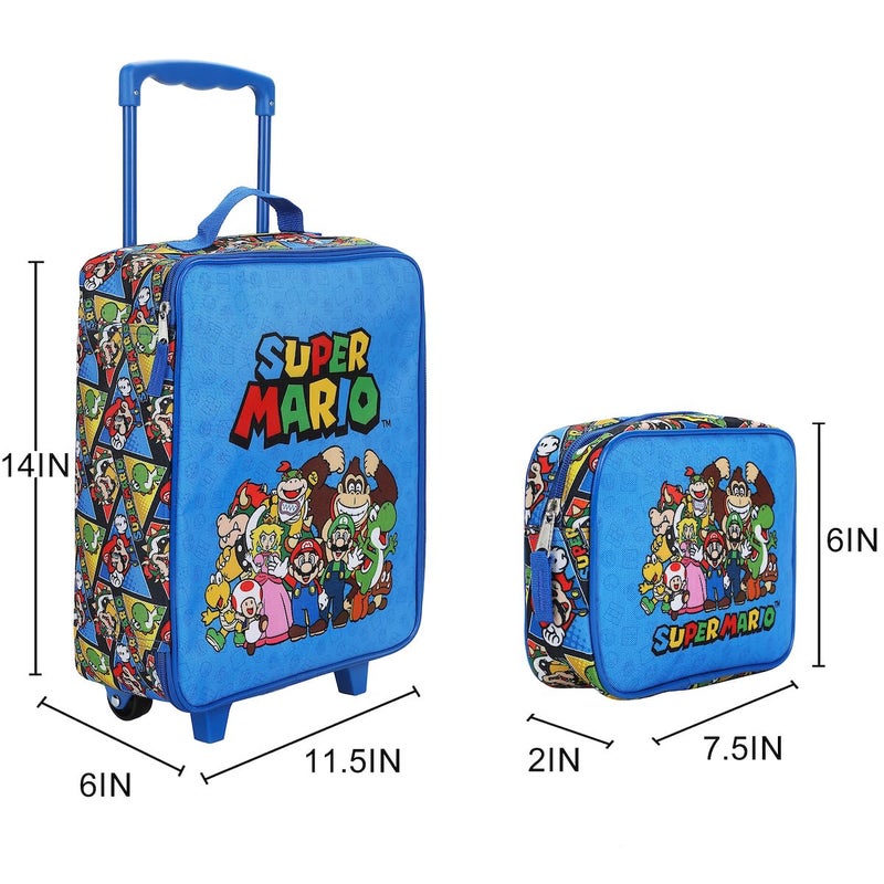 Bioworld Super Mario Bros Group Shot & All-Over Character Print 14" Pilot Case Set - Image 2
