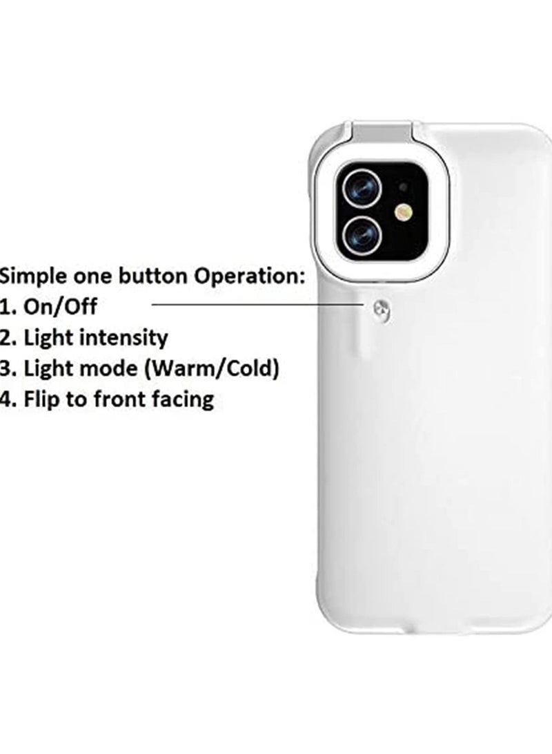SYOSI Compatible with iPhone12/iPhone12 Pro Case, with Built in Selfie Ring Light, Light Up Case Compatible with iPhone 12 / iPhone 12 Pro - Selfie Illuminate for Women [3 Lighting Modes] - White - Image 3