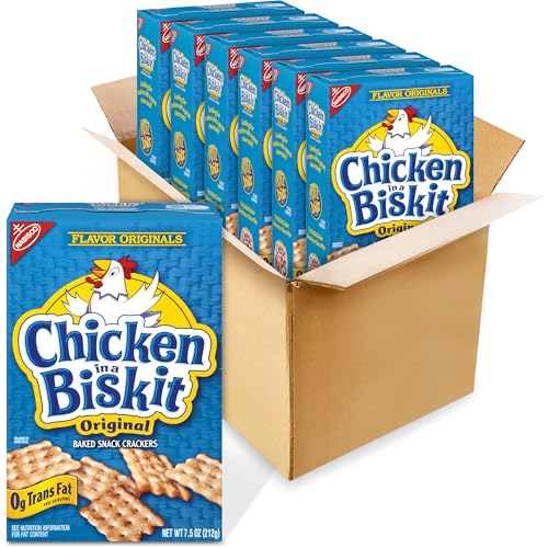 Nabisco Chicken in a Biskit Original Baked Snack Crackers, Bulk Lunch Snacks, 6 - 7.5 oz Boxes - Image 1