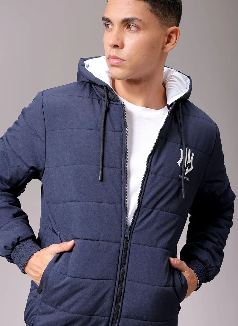 The Indian Garage Co Men Slim Fit Graphic Reversible Puffer Jackets