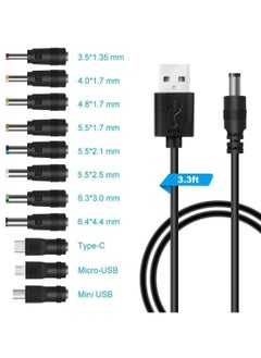 ماركة غير محددة كابل طاقة USB إلى DC 5 فولت، كابل شحن عالمي 5 فولت بطول 1 متر مع 11 موصلات قابلة للتبديل محول لـ كاميرا ويب، راوتر، بنك طاقة، لعبة، مسجل، مكبر صوت بلوتوث  - Image 2