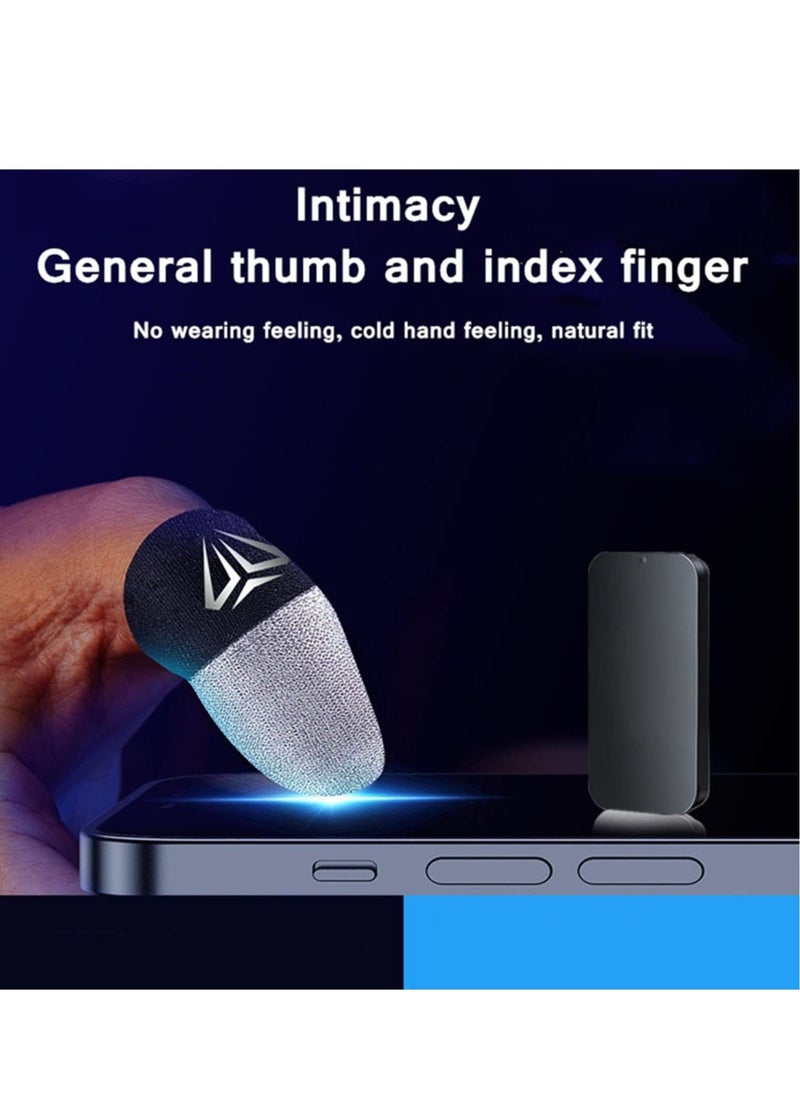 4pcs Gaming Finger gloves,Paired With A Metal Storage Box,100% Visible Silver Fibers,Just Right Pressure/Breathable/Sweatproof（Silver black） - Image 3