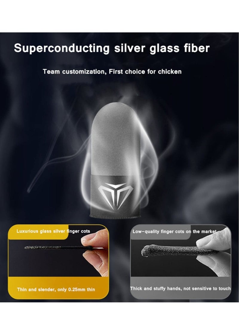 4pcs Gaming Finger gloves,Paired With A Metal Storage Box,100% Visible Silver Fibers,Just Right Pressure/Breathable/Sweatproof（Silver black） - Image 2