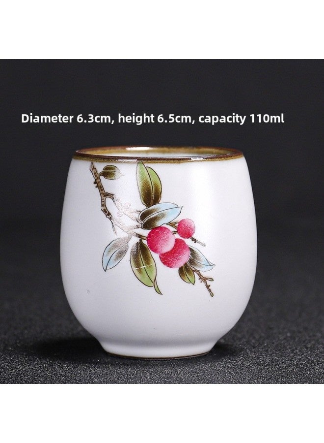 Ru Kiln Teacup Master Cup Individual Single Cup Open Piece Ice Flower Glaze Ceramic Tea Tasting Cup Kung Fu Tea Set Tea Bowl Gift Box-Color:Ru Kiln Moon White Round Melting Cup-lychee Collect And Purchase To Get A Tea Towel-Capacity:Other - Image 1