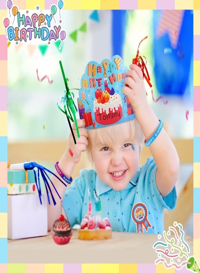 Big Gun Biggun 96 Pcs Happy Birthday Kits for Kids Classroom - Include Adjustable Birthday Crowns, Silicone Stretches and Badge Stickers, Party Supplies for Kindergarten School, Student Gifts from Teacher - Image 2