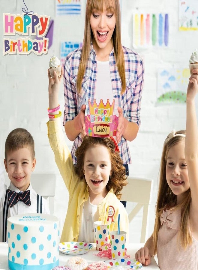 Big Gun Biggun 96 Pcs Happy Birthday Kits for Kids Classroom - Include Adjustable Birthday Crowns, Silicone Stretches and Badge Stickers, Party Supplies for Kindergarten School, Student Gifts from Teacher - Image 5