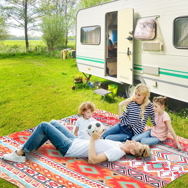HIHOHO Beach Blanket, Sandproof Beach Mat, Waterproof Quick Drying Lightweight Outdoor Aztec Picnic Mat 79" X 83"/120"x108" for 2-8 Adults for Travel, Camping, Hiking - Image 5