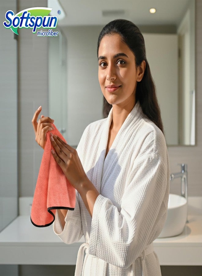 SOFTSPUN Microfiber Face & Hand Towel 2 Pc 280 GSM 40X60 Peach Colour! Ultra Absorbent Super Soft & Lightweight Quick Drying for Men & Women Daily Use Unisex. - Image 4