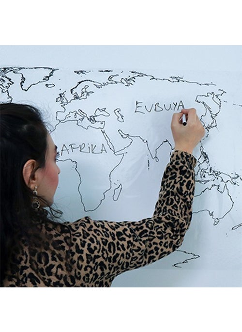 Pi Papers - Mute World Map - Smart Paper Map with Non-Adhesive Grip and Write-Erase Feature, Blackboard (Without Country Compartment) - Image 1