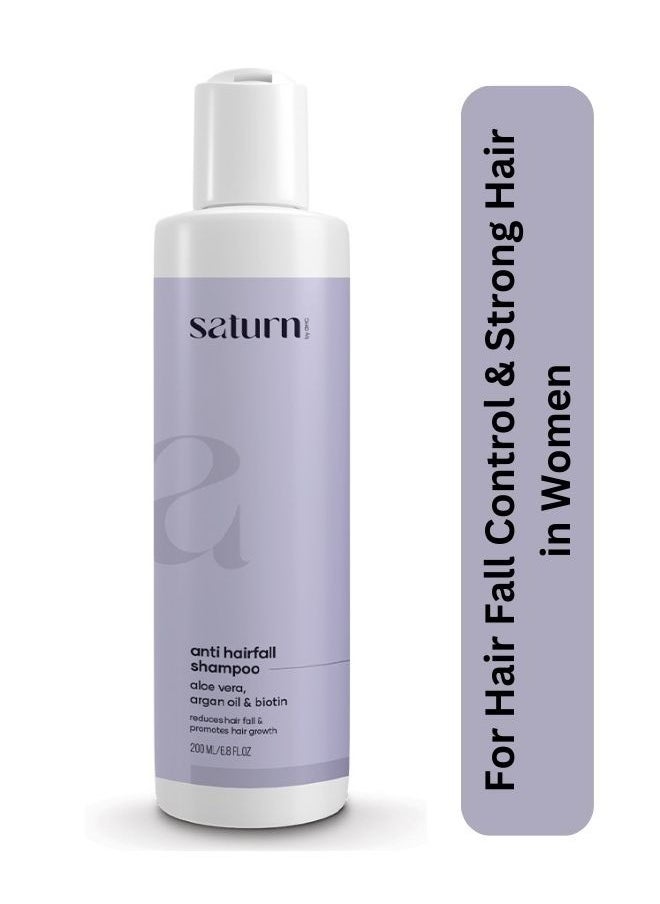 Saturn by GHC Anti Hair Fall Shampoo for Women - 200ml - Anti Hairfall Shampoo with Aloe Vera Argan Oil and Biotin | Hair Nourishing Shampoo for Hair Fall & Hair Growth 