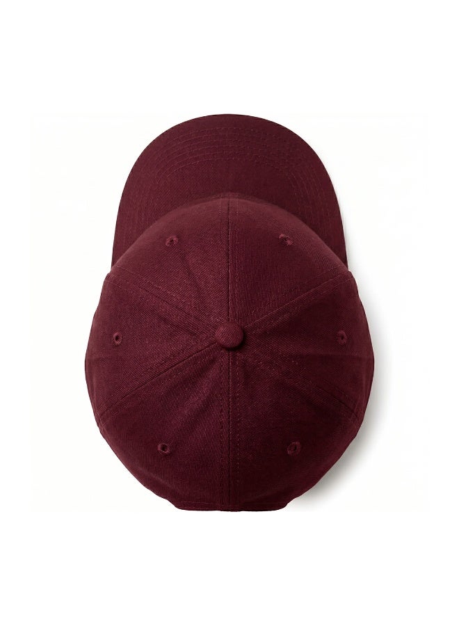 Mobcos 100% Cotton Adjustable Baseball Cap Dark Red Unisex Dad Hat for Running, Sports & Outdoor Activities - Image 4