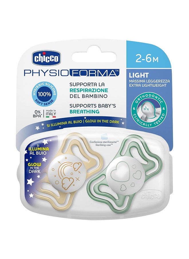 Chicco Pack Of 2 Physioforma Light Silicone Soother, 2 - 6 M  - Image 2
