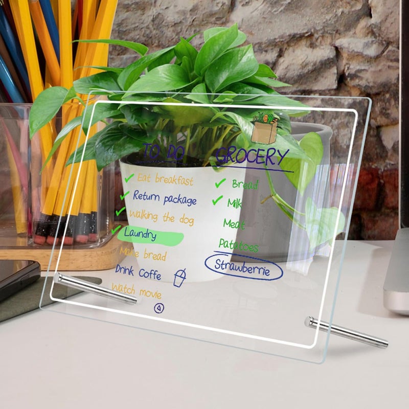 White Dry Erase Acrylic Memo Board with 6 Markers and 2 Pins for Office Planning - Image 4