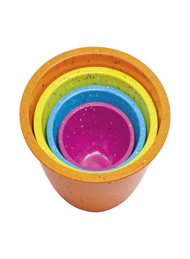 bzyoo Confetti Nesting Mixing Bowls Set - 4-Piece Colorful Kitchen Bowls (18oz, 1.25QT, 2.5QT, 4QT) - BPA-Free, Dishwasher Safe, Space-Saving Design Vibrant Color - Image 1