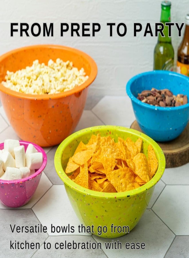 bzyoo Confetti Nesting Mixing Bowls Set - 4-Piece Colorful Kitchen Bowls (18oz, 1.25QT, 2.5QT, 4QT) - BPA-Free, Dishwasher Safe, Space-Saving Design Vibrant Color - Image 5