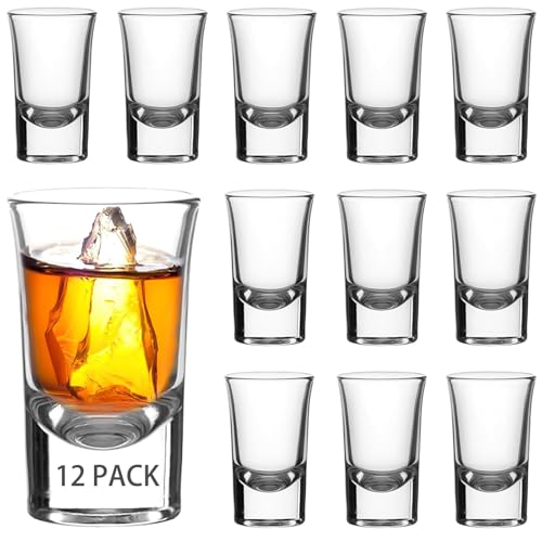 Ruckae 12 Pack 1 OZ Shot Glasses Set with Heavy Base Clear Shot Glasses Bulk for Vodka Tequila Whiskey Liquor - Image 1