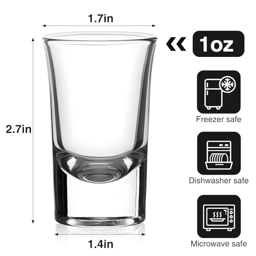 Ruckae 12 Pack 1 OZ Shot Glasses Set with Heavy Base Clear Shot Glasses Bulk for Vodka Tequila Whiskey Liquor - Image 2