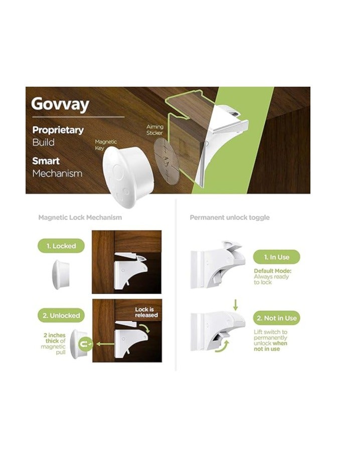 Baby Safety Magnetic Cabinet Lock For Cabinets And Drawers Child Proofing Cupboard Latches With 4 Locks And 1 Key - Image 5