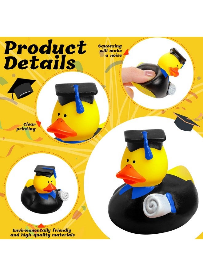 Sratte 24 Pack 2" Graduation Ducks Class of 2025 Diploma Grad Bulk Rubber Ducks for Cruise Student Adults Graduates Gift Prize Graduation Party Decorations School College(Black, Blue) - Image 3