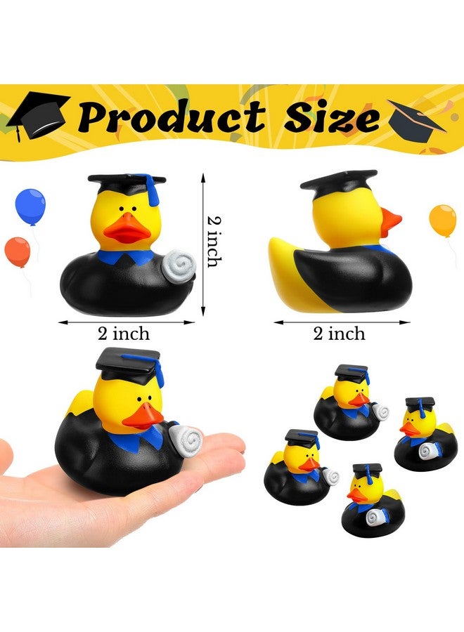 Sratte 24 Pack 2" Graduation Ducks Class of 2025 Diploma Grad Bulk Rubber Ducks for Cruise Student Adults Graduates Gift Prize Graduation Party Decorations School College(Black, Blue) - Image 2