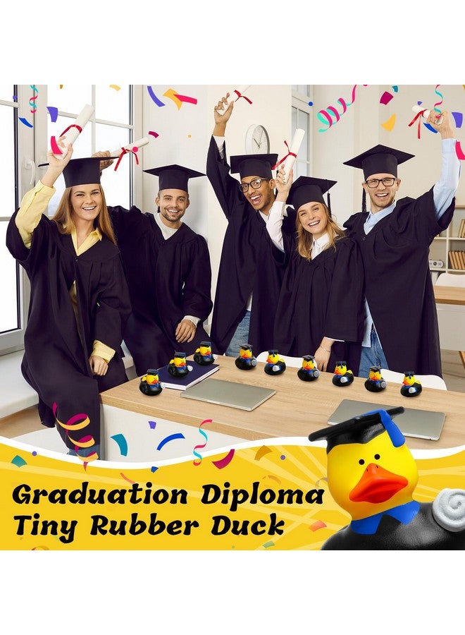 Sratte 24 Pack 2" Graduation Ducks Class of 2025 Diploma Grad Bulk Rubber Ducks for Cruise Student Adults Graduates Gift Prize Graduation Party Decorations School College(Black, Blue) - Image 5
