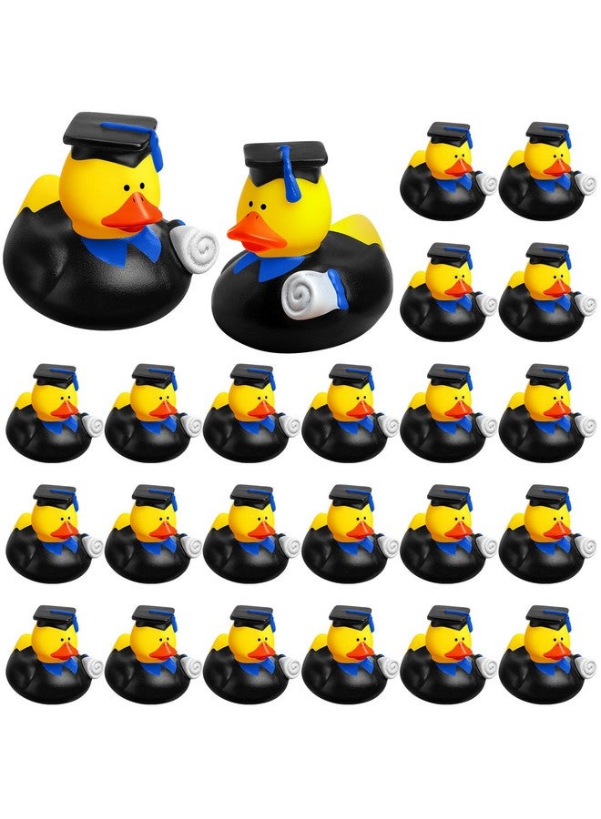 Sratte 24 Pack 2" Graduation Ducks Class of 2025 Diploma Grad Bulk Rubber Ducks for Cruise Student Adults Graduates Gift Prize Graduation Party Decorations School College(Black, Blue) - Image 1