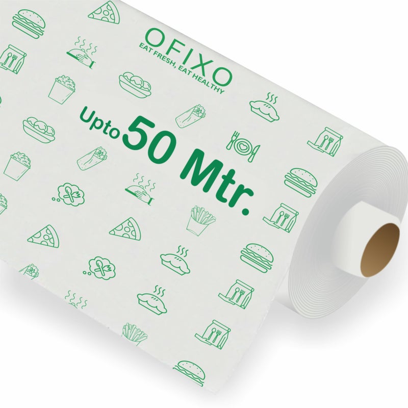OFIXO 50 Meters (500 Gram) Food Wrapping Roll - Premium Non-Stick Butter Wrapping. Food Wrapping, Re-heatable, Oven Safe Parchment - Image 5