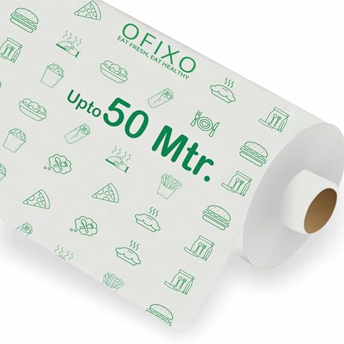 OFIXO 50 Meters (500 Gram) Food Wrapping Roll - Premium Non-Stick Butter Wrapping. Food Wrapping, Re-heatable, Oven Safe Parchment - Image 1