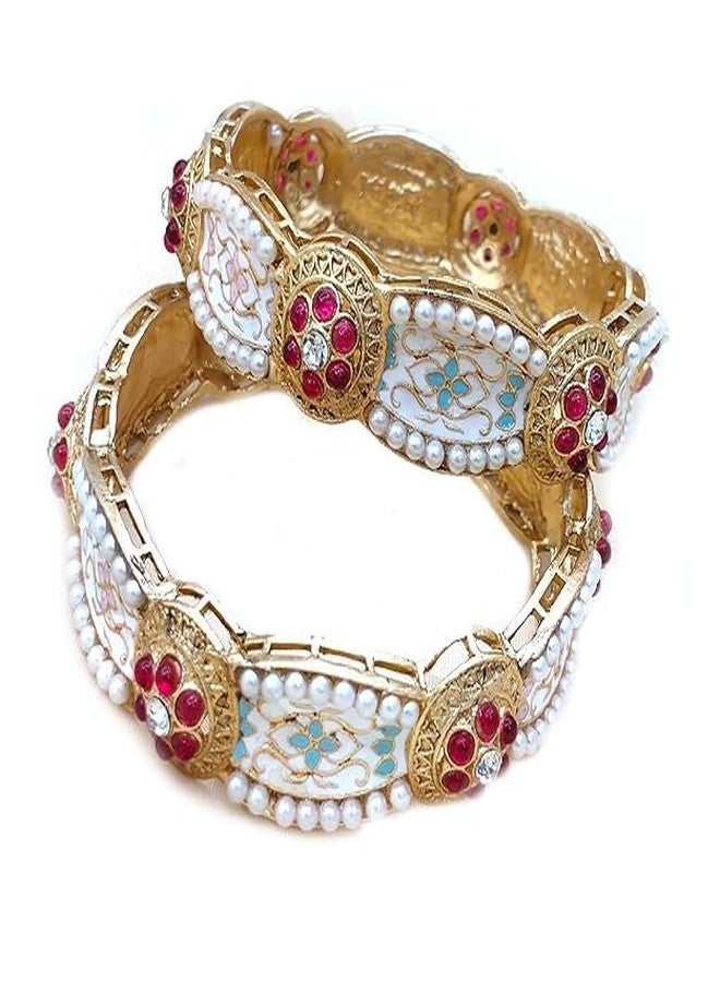 BANGLESKART STONE PEARL MOTI WITH MINT MEENAKARI BANGLES IN MAJAK FOR WOMEN AND GIRLS (S(24)) - Image 4