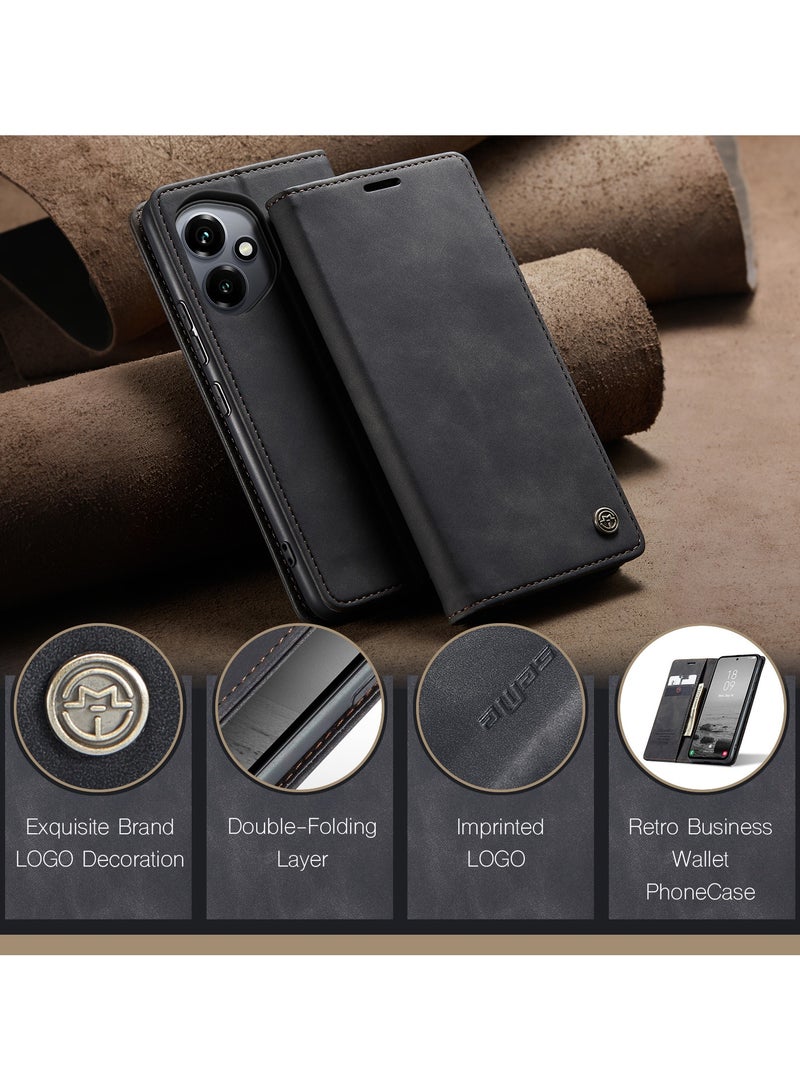 CaseMe Phone Case Luxury PU Leather Design 013 Flip Cover Card Slot Holder Cover For Honor 400  (Black ) - Image 3