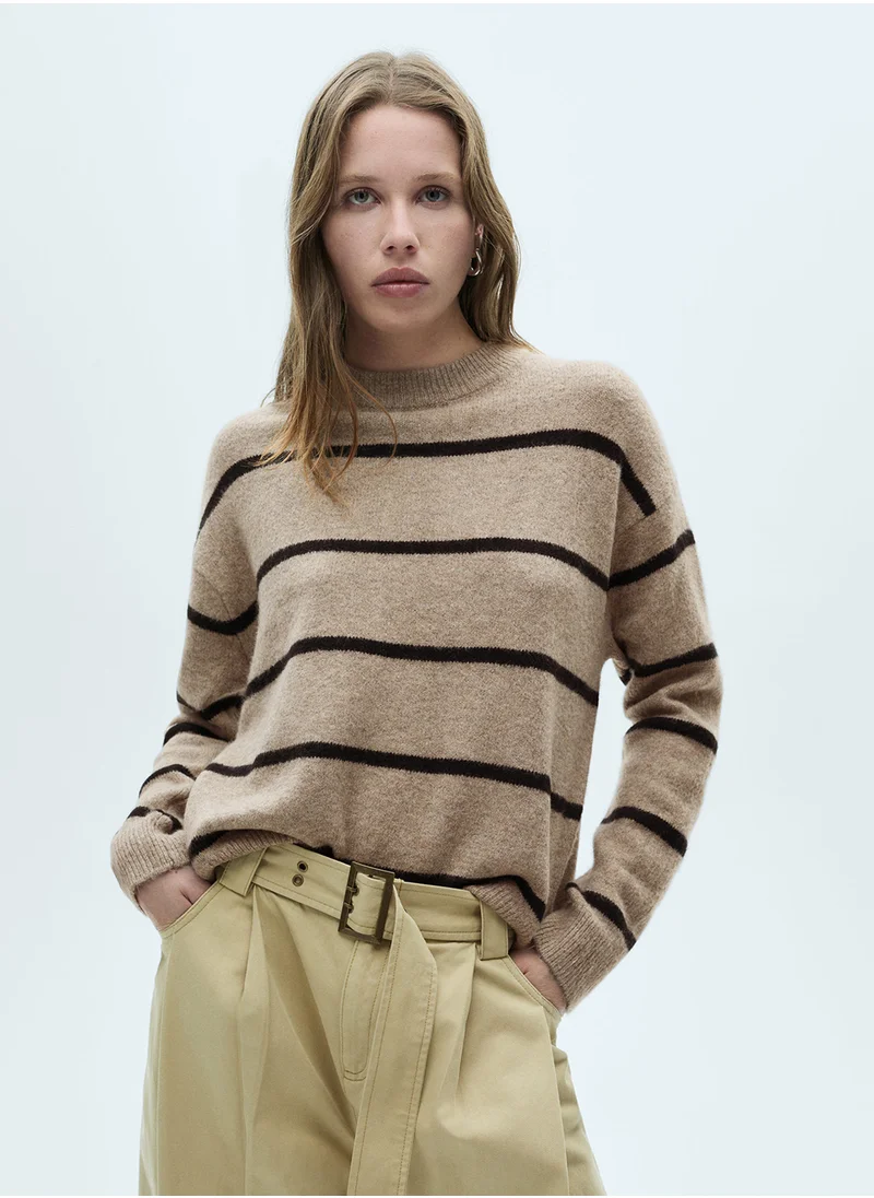 MANGO Striped Crew Neck Sweater