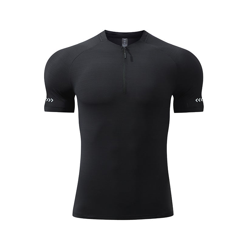Generic Summer Mens Outdoor High-Elastic Quick-Dry Sports Tee Black
