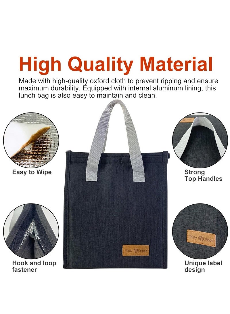 HaHaHai Lunch Bag, Insulated Lunch Bag for Women Men Kids, Reusable Insulated Lunch Bag, Leakproof Simple Bento Lunch Tote, Lunch Bag Insulated, for Office, Work, School, Picnic or Travel  (Black) - Image 3