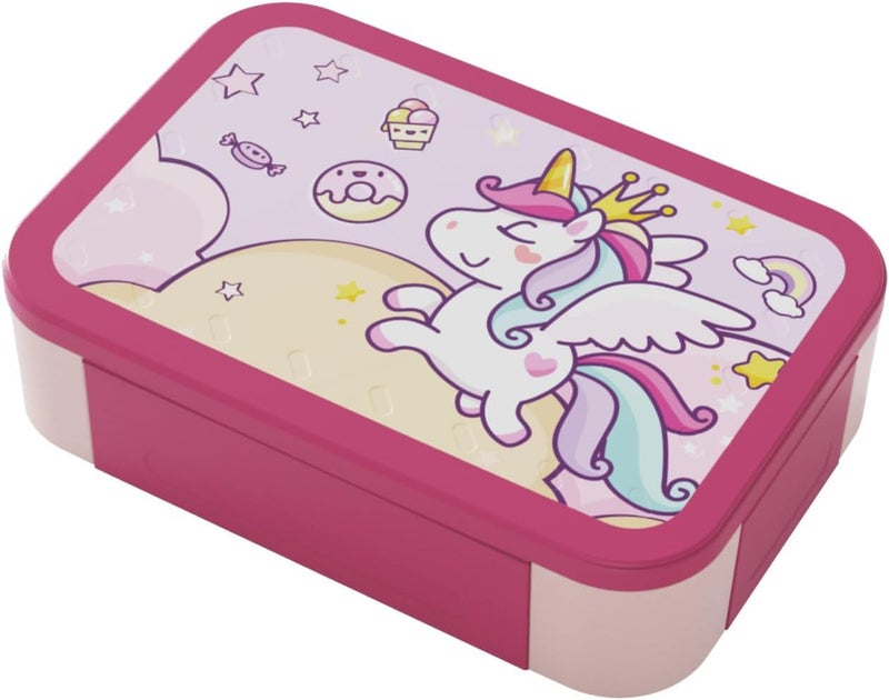 PEARL Kids Small Plastic Bento Lunch Box - Unicorn Design, BPA-Free, Leakproof, Compact Lunch Container for Kids - Image 1
