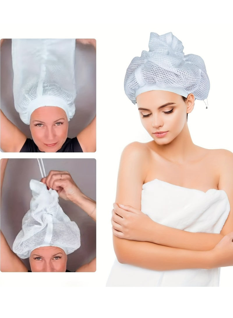 Generic 1pc，Shower cap Net Plopping Cap for Drying Curly Hair， Hair Dryer Bonnet， Fasten Hair Plopping Cap, Bonnet Hair Dryer Cap - Super Absorbent for Curly Tresses - Adjustable Quick-Dry Shower Hats  - Image 3
