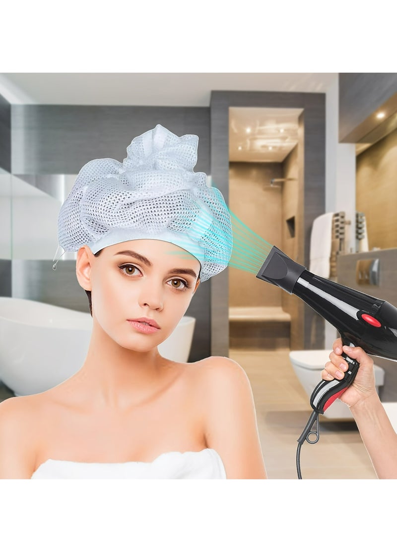 Generic 1pc，Shower cap Net Plopping Cap for Drying Curly Hair， Hair Dryer Bonnet， Fasten Hair Plopping Cap, Bonnet Hair Dryer Cap - Super Absorbent for Curly Tresses - Adjustable Quick-Dry Shower Hats  - Image 1