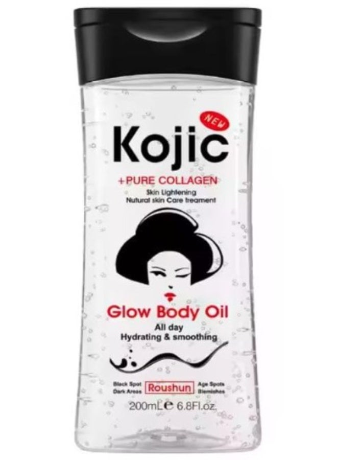 ROUSHUN Kojic Acid + Pure Collagen Skin Glow Body Oil 200ml – Brightening & Deep Moisturizing Body Care - Image 1