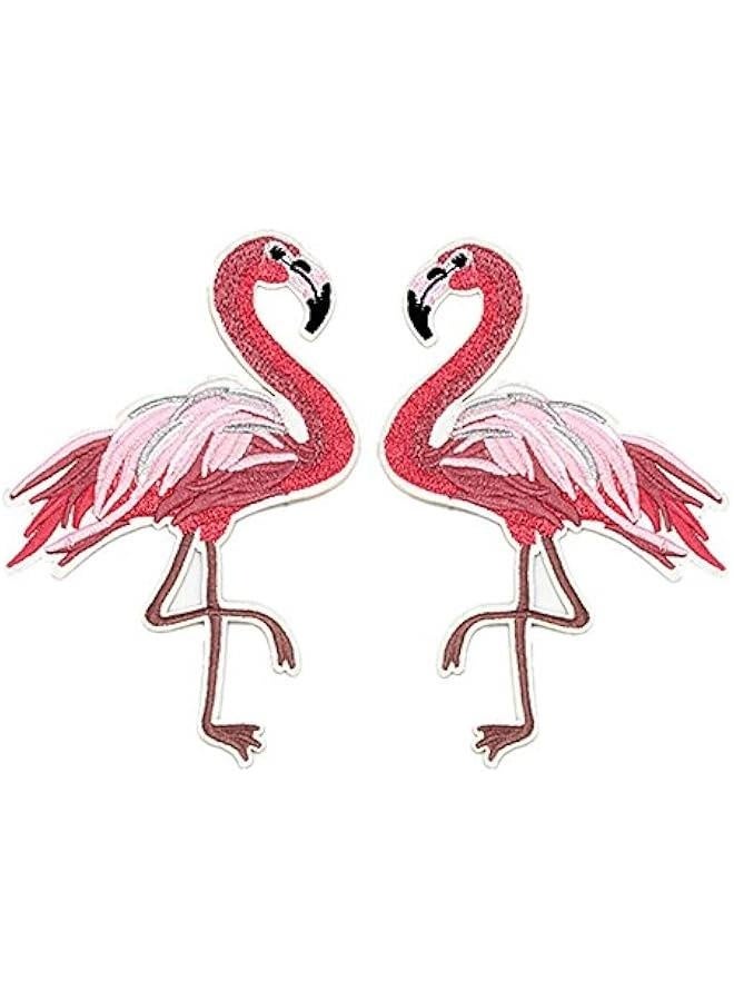 4pcs/Set Parches Red Flamingo Applique Embroidery Patch Clothing Sew-On Iron-On(5.9inch,Pink) - Image 3