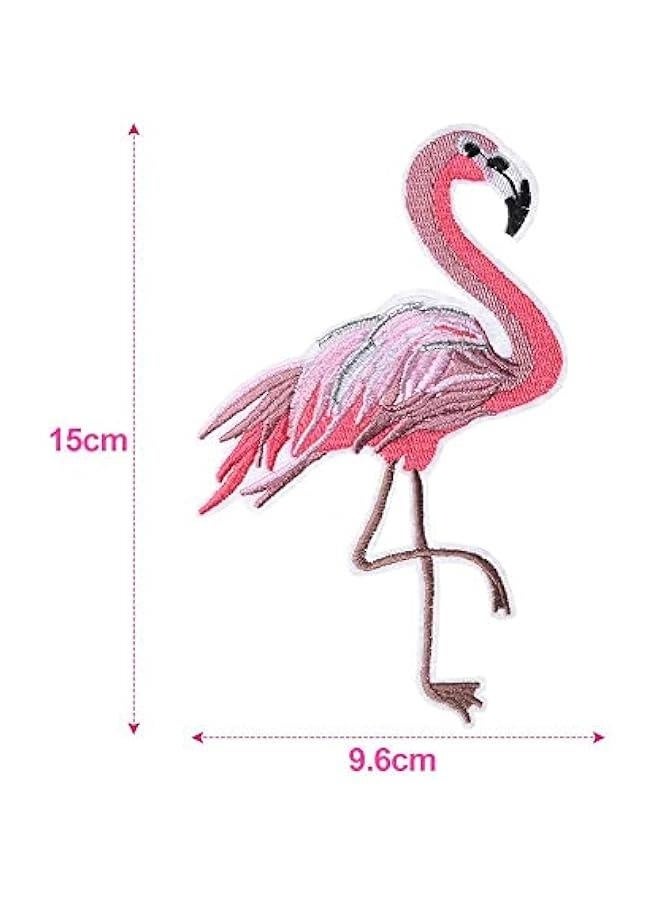 4pcs/Set Parches Red Flamingo Applique Embroidery Patch Clothing Sew-On Iron-On(5.9inch,Pink) - Image 2