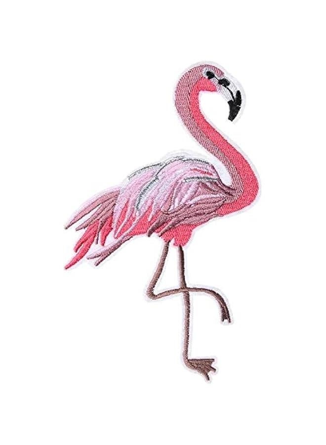 4pcs/Set Parches Red Flamingo Applique Embroidery Patch Clothing Sew-On Iron-On(5.9inch,Pink) - Image 4